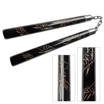 12.5" Black Design Wood Nunchakus NC-20