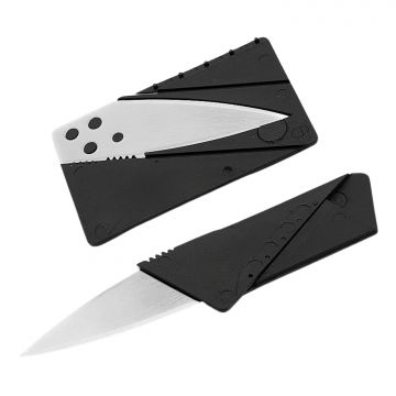 Credit Card Folding Safety Knife 2.6" Satin Blade With Pouch NII-10232