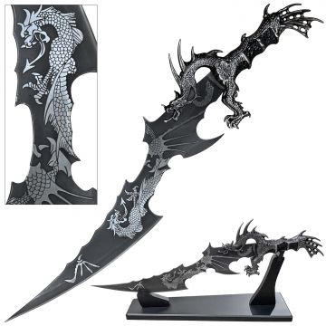 Snake Eye Tactical Fantasy Winged Dragon Curved Dagger with Display Stand SE-0208