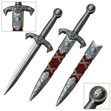 Fantasy King Arthur Medieval Decorative Dagger with Red Scabbard SE-4215