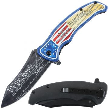 Snake Eye Tactical Patriotic Constitution Assisted Opening Folding Knife SE-5383-1