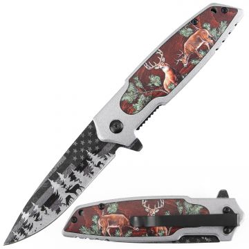 Snake Eye Tactical " Deer & Forest Design " Spring Assist Knife - SE-5391-2