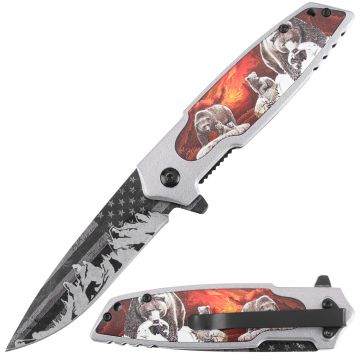 Snake Eye Tactical " Bear & Wilderness Design " Spring Assist Knife - SE-5391-4