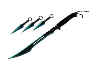 Snake Eye Tactical Ninja Sword With Throwing Knife Set & Sheath SE-741GN-SET