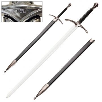 Medieval Warrior Fantasy Runic Longsword with Black Grip & Matching Scabbard SW-196