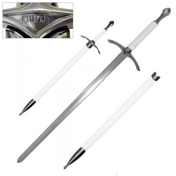Medieval Warrior Fantasy Runic Longsword with White Grip & Matching Scabbard SW-880