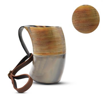 Medieval Warrior Horn Viking Drinking Mug W/ Leather Strap TC0568