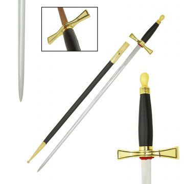 Medieval Warrior Masonic Brass-Guard Sword with Matching Scabbard SD-42