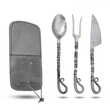 Medieval Warrior 3-Piece Medieval Hand-Forged Travel Cutlery Set OR-6126SL