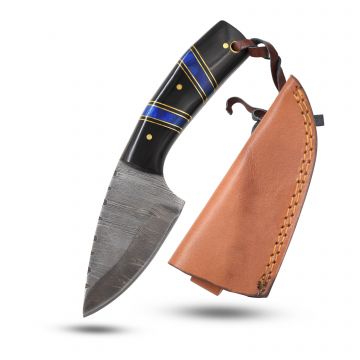Wild Turkey Handmade Full Tang Real Damascus Steel Blade Skinner DM-3327BK