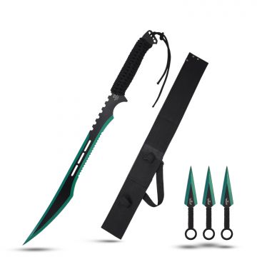 Snake Eye Tactical Ninja Sword With Throwing Knife Set SE-741GN-SET
