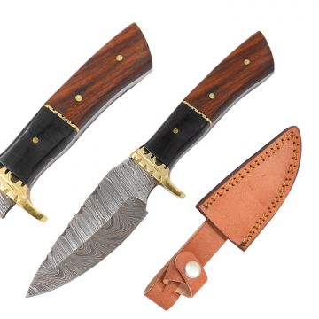 Wild Turkey Handmade Damascus Steel Fix Blade Knife DM-512HW