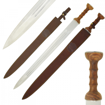 Medieval Warrior Handcrafted Medieval Broadsword — Polished Stainless Steel & Ergonomic Wood Grip