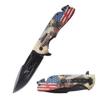 Snake Eye Tactical 250th Anniversary Spring Assist Rescue Style Pocket Knife - SE-5006AR-250