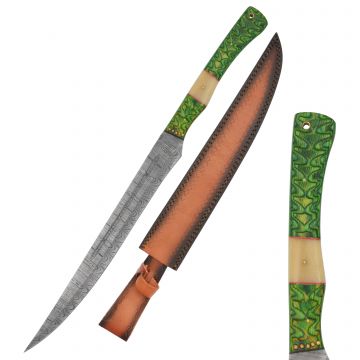Medieval Warrior Handmade Damascus Short Sword With Leather Sheath DM-5053
