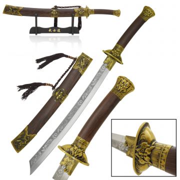 Medieval Warrior Dragon & Tiger Fitting Chinese Dao Sword HK-20914