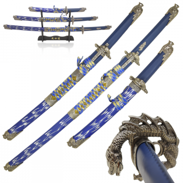 Snake Eye Tactical Dragon Samurai Sword Set with Wooden Stand SE-037-BL4