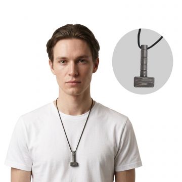 Medieval Warrior Real Damascus Steel Hammer Pendant Necklace with Adjustable Cord DM-561