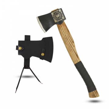 Medieval Warrior Scottish Rampant Lion Hatchet Ash Wood Handle with Leather Sheath OR-741