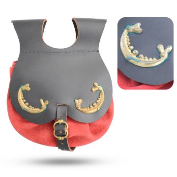 Medieval Warrior Leather Pouch With Brass Fitting 100902