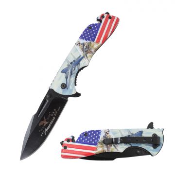 Snake Eye Tactical 250th Anniversary Spring Assist Rescue Style Pocket Knife- SE-5006AF-250
