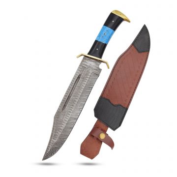 Old Ram Handmade Damascus Bowie Style Hunting Knife DM-1417