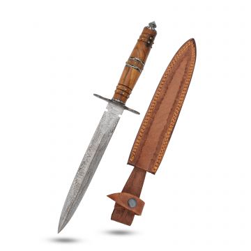 Old Ram Handmade Dagger Style Hunting Knife With Leather Sheath DM-1104