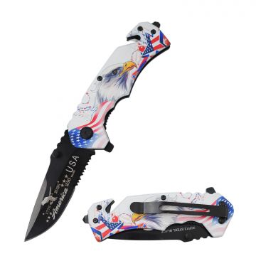 "U S A " 250th Anniversary Rescue Folder Spring Assist Knife - SE-921SF5-250