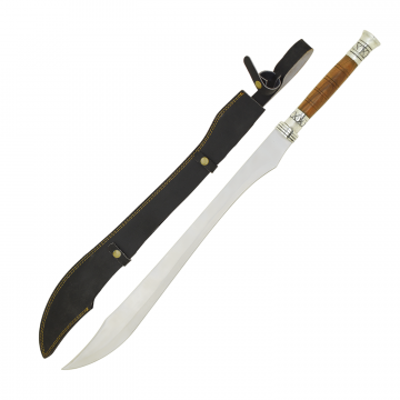 Medieval Warrior Tribal Elven Scimitar — Handcrafted Wood & Silver-Finish Fantasy Sword