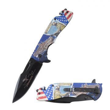 Snake Eye Tactical 250th Anniversary Spring Assist Rescue Style Pocket Knife - SE-5006MA-250