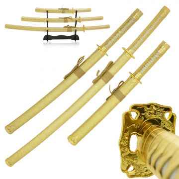 Snake Eye Tactical All Gold Samurai Katana Sword Set YK-59GD4