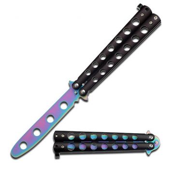 Training Butterfly Knife Rainbow 5" Closed