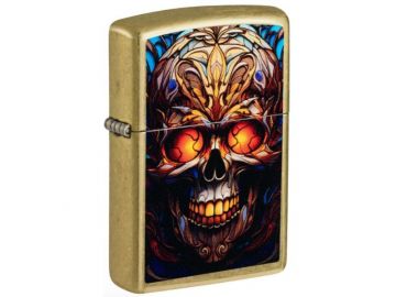 Stained Glass Skull Design Zippo Lighter - ZP-46715