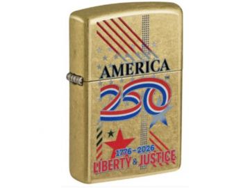 America250 Liberty & Justice Design - Brass Zippo Lighter -  ZP-47287