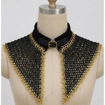 Medieval Warrior Stainless Steel Aventail Chainmail Collar 9 mm Riveted Armor IN-1660