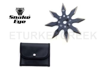 Black Stainless Steel 8 Point "Ninja" Throwing Star W/ Pouch - 4"