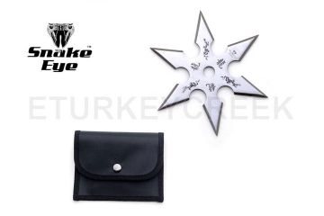 Stainless Steel 6 Point "Dragon" Throwing Star W/ Pouch - 4MM Thick