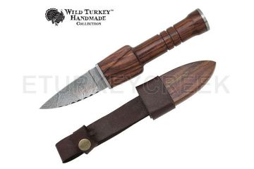 Wild Turkey Handmade Collection Damascus Steel Fix Blade Knife10"