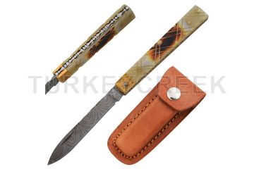 Wild Turkey Handmade Damascus Folding Slip Joint Knife