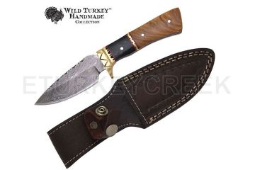 Wild Turkey Handmade Collection Damascus Steel Fix Blade Knife 8"