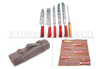 Wild Turkey Handmade 6Pc Kitchen Chef Knife Gaming Set Full Tang