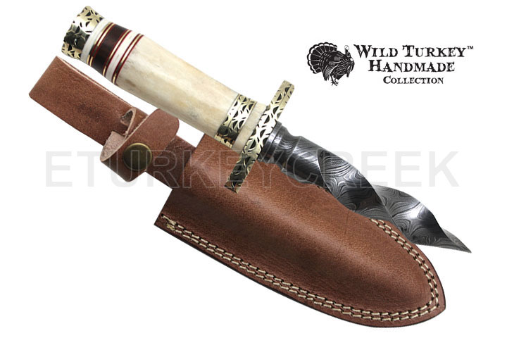 Wild Turkey Handmade Spiraling Damascus Dagger