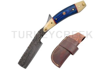Old Ram Handmade Straight Razor Damascus Steel W/ Leather sheath