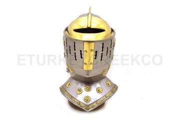 Medieval Warrior Golden Knight Closed Helmet