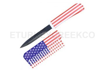 6.5" USA Flag Comb Knife