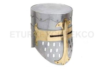 Medieval Warrior Templar Brass Crusader Helmet Knights Helmet