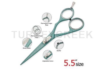 Laila's Professional Barber Scissor Green Antique Finish