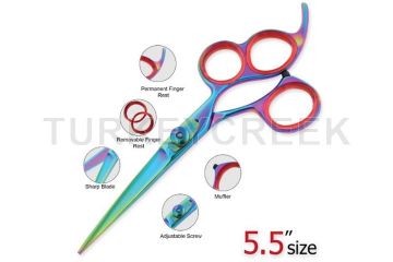 Laila's 3 Rings Professional Barber Scissor Rainbow Finish