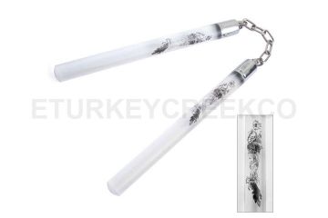 12" Clear Acrylic Nunchaku Dragon on Handle