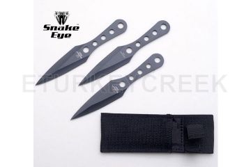 3pc Black Stainless Steel Throwing Knives - 6" Overall